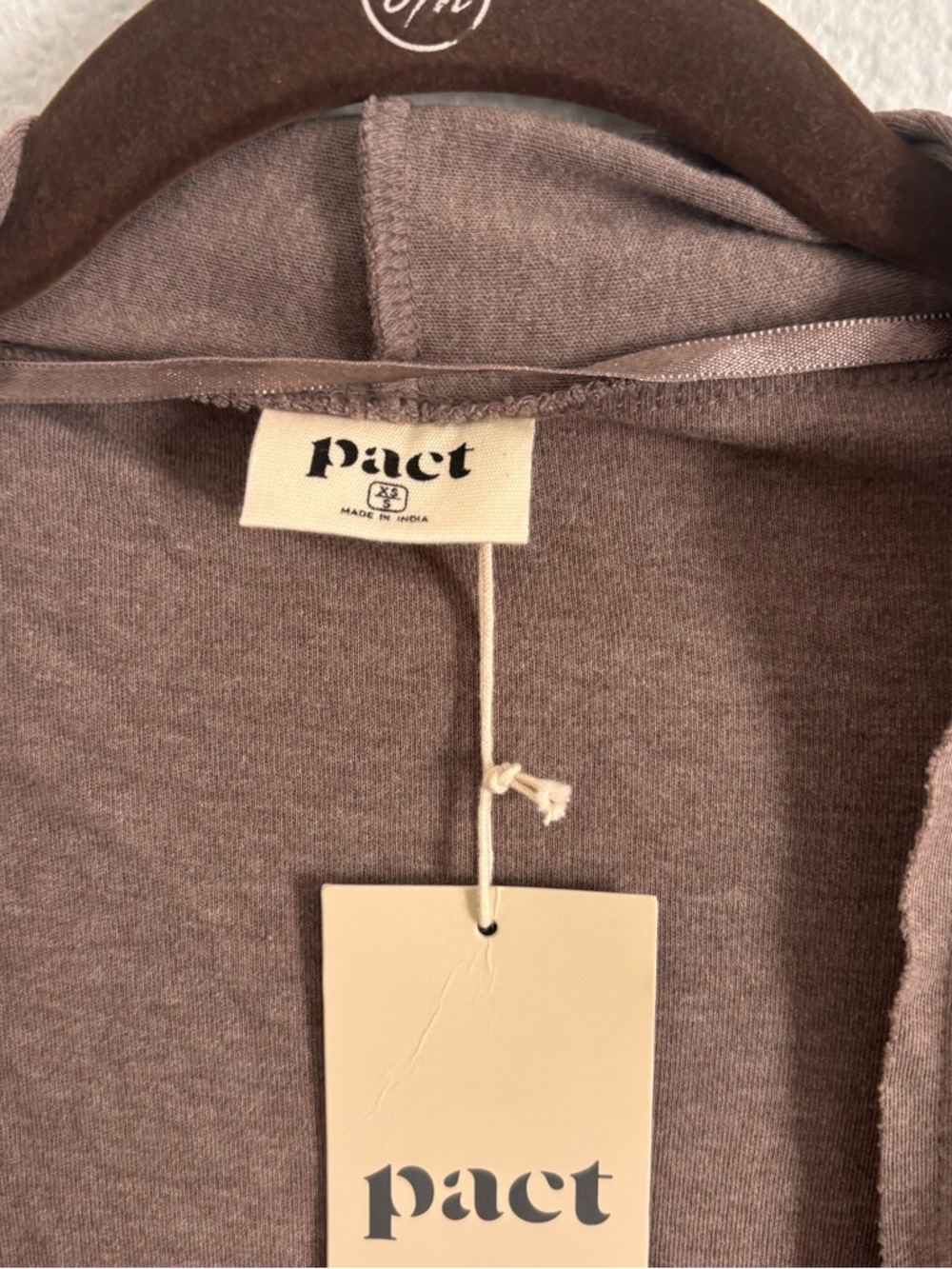 NWT Pact Women's  Size XS/S Brown Organic Cotton Airplane Wrap Long Cardigan - Picture 2 of 4
